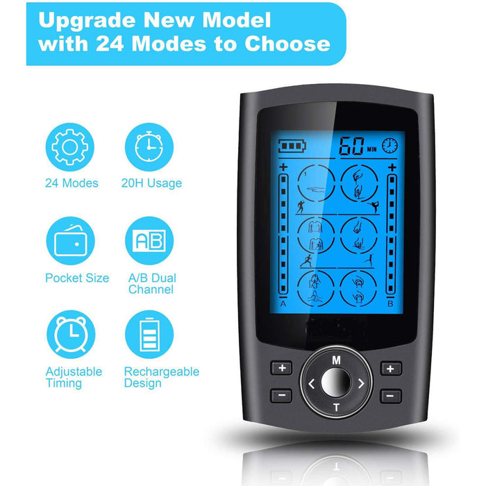 Vinmall Rechargeable TENS Unit, Muscle Stimulator EMS Electrode for Back Neck Pain Muscle Therapy Pain Relif