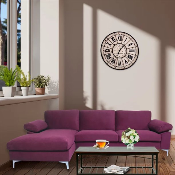 103.5'' Velvet Wide Sectional Sofa Left Hand Facing Sofa & Chaise ，Purple