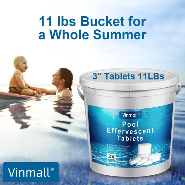 Vinmall 3 Inch Pool Chlorine Tablets, Long Lasting Chlorine Tablets for Swimming Pool or Spa, 11 lbs(200g per Piece)