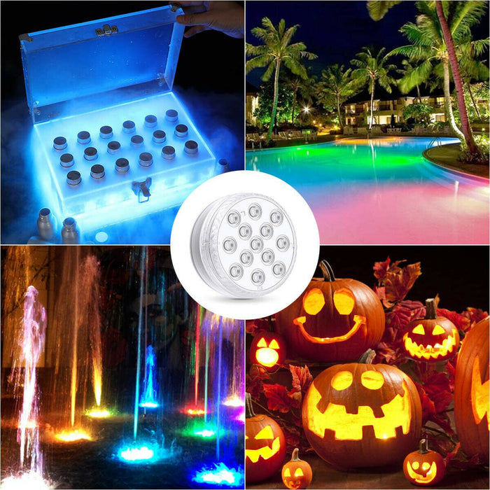 4 Pack Submersible LED Pool Lights with Remote, Waterproof Pool Lights Underwater RGB Multi Color Changing Decor Light for Christmas Hot Tub, Pond, Pool, Foundation, Party, Halloween