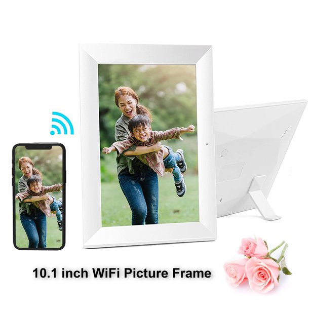 10.1 inch Digital Picture Frame, 1280x800 IPS LCD Touch Screen WiFi Digital Photo Framewith 16GB Starage White, Frameo APP, Auto-Rotate - White