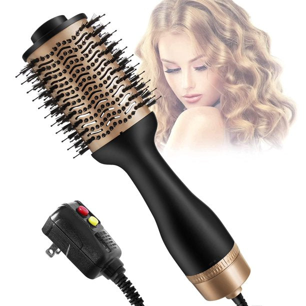 Vinsic Hot Air Brush, One Step Hair Dryer Brush for Fast Drying Straightening Curling Salon, Golden and Black