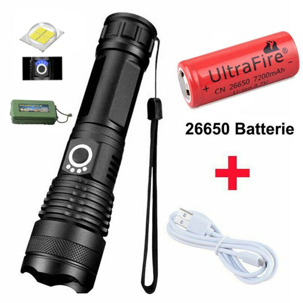 Rechargeable Flashlight, Super Bright, Waterproof, 5 Modes, Battery Included