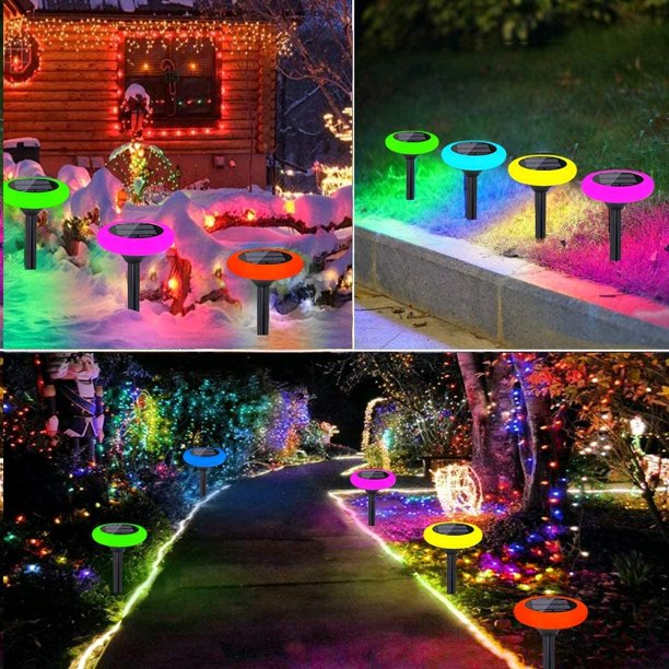 Color Changing Outdoor Garden Solar Lights, Outdoor Solar Lights, 2000mAh Rechargeable Battery LED Outdoor Solar Lights Weatherproof