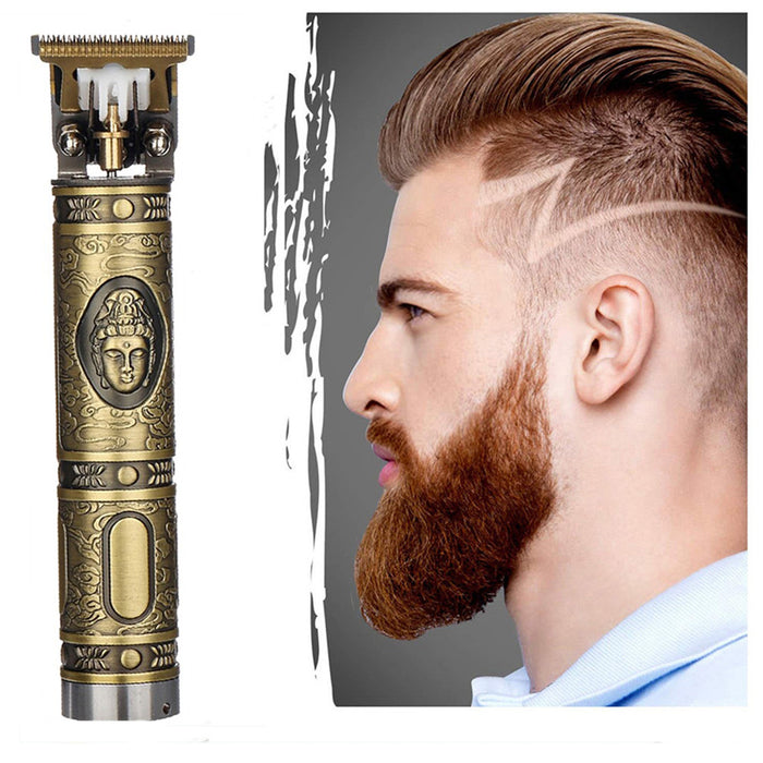 Electric Pro Li Outliner Grooming Rechargeable Cordless Close Cutting T-Blade Trimmer for Men 0mm Baldheaded Hair Clippers Zero Gapped Detail Beard Shaver Barbershop (Gold)