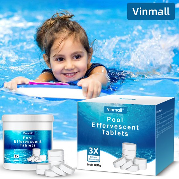 Vinmall 180PCS Pool Chlorine Tablets, Long Lasting Chlorine Tablets for Swimming Pool or Spa, 0.4 lbs