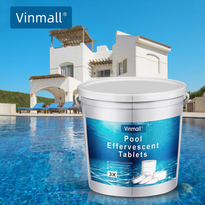 Vinmall 3" Chlorine Tablets for Pool, Long-Lasting Slow Dissolving Pool Chlorine Tablets, 11 lbs , 25 Pcs