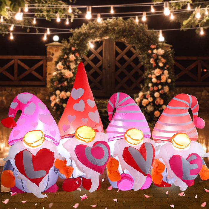 Melliful 6 ft Tall Christmas Inlflatable Valentine's Day Gnomes Couple LED Lighted Decoration Wedding Holiday Lawn Garden Yard Decoration