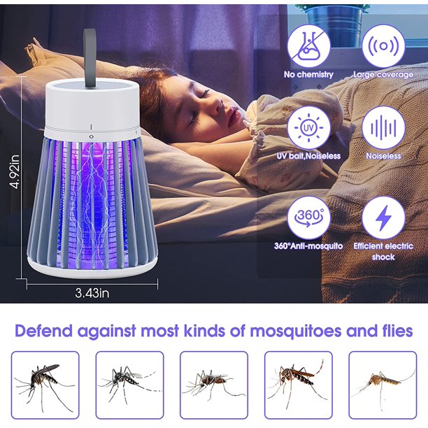 Bug Zapper, Electric Mosquito Zapper for Indoors, Wireless UV Killer for Mosquitos, Insects, Flies and Gnats, Portable Mosquito Eradicator for Home, Electronic Light Bulb Lamp Included