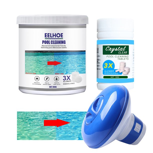 Chlorine Tablets for Pool with 5" Floating Tablet Dispenser,480g