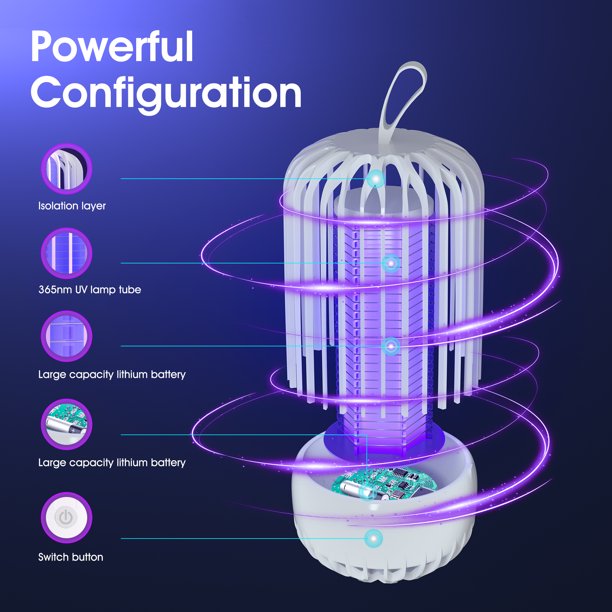 Vinmall Electric Bug Zapper Mosquito Killer Lamp Insect Flying Trap Attractant Mosquitoes Zappers Pest Control with UV Light for Indoor