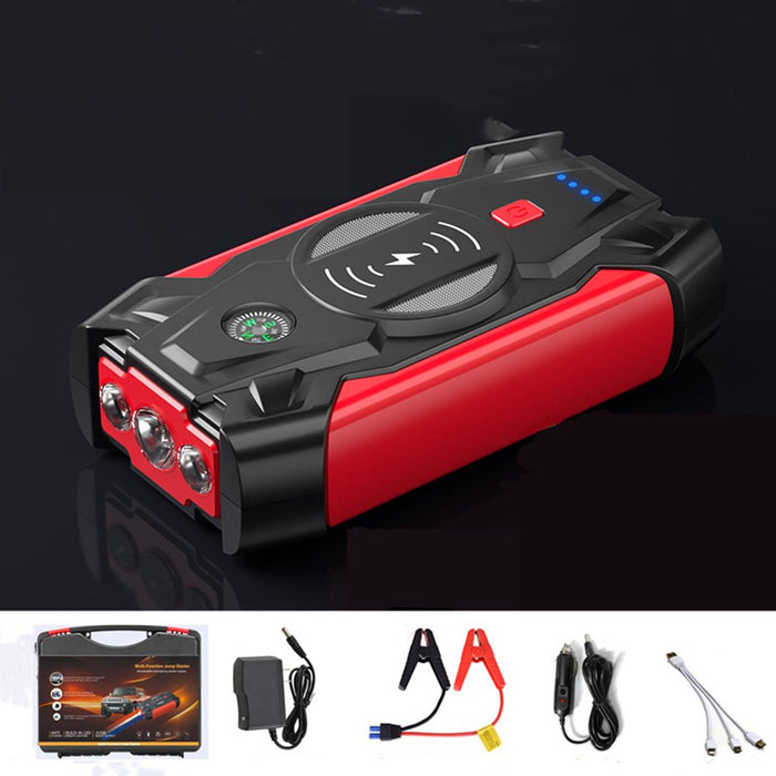 Doosl J13 Car Jump Starter, 39800 mAh 12V Battery Jump Pack Power Bank with Portable Box, Wireless Charger & Flashlight, USB QC3.0, Applies up to 6L Gas 4L Diesel Engine, Red