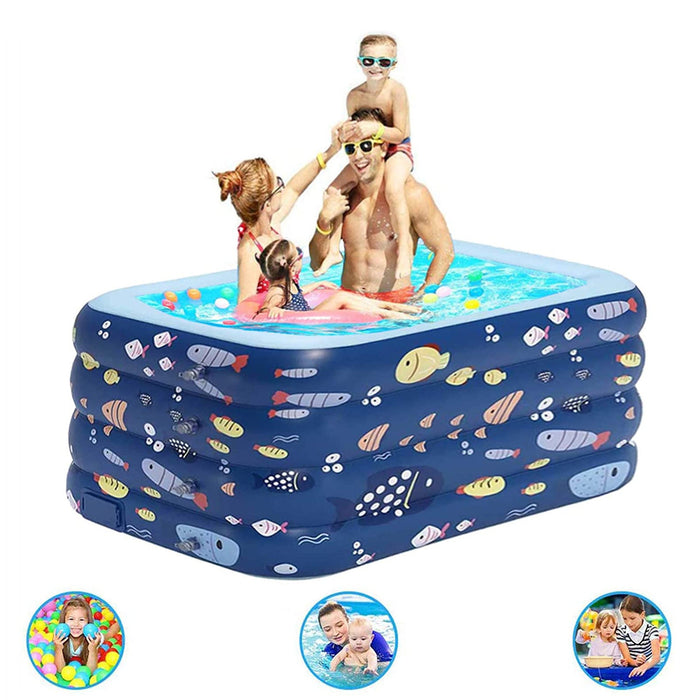 Inflatable Swimming Pool, Inflatable Kiddie Pool, Full-Sized Family Lounge Pool, Family Swimming Pool Above Ground for Baby, Kids, Adults, Toddlers for Ages 3+, Outdoor, Garden, Backyard