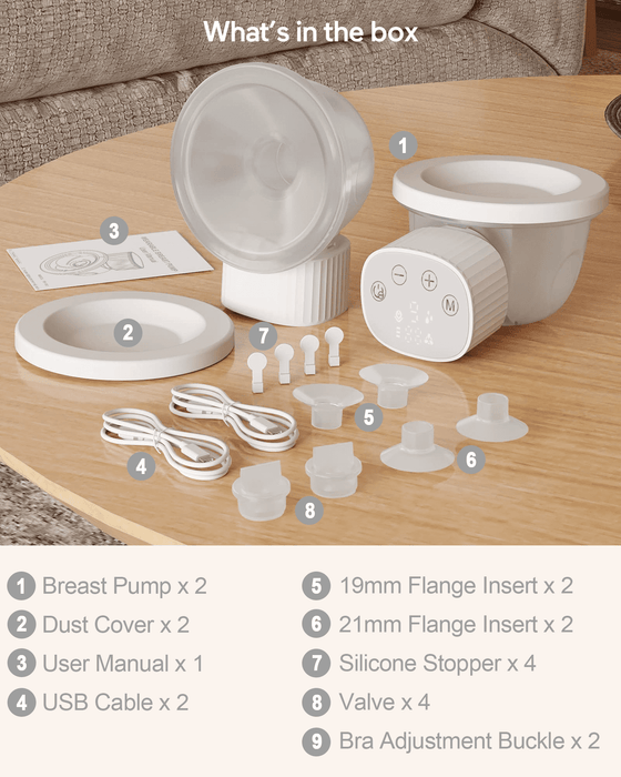 iFanze Wearable Breast Pumps, 3 Modes & 9 Levels Portable Wireless Hands Free Electric Breast Pump, 19/21/25mm Flange