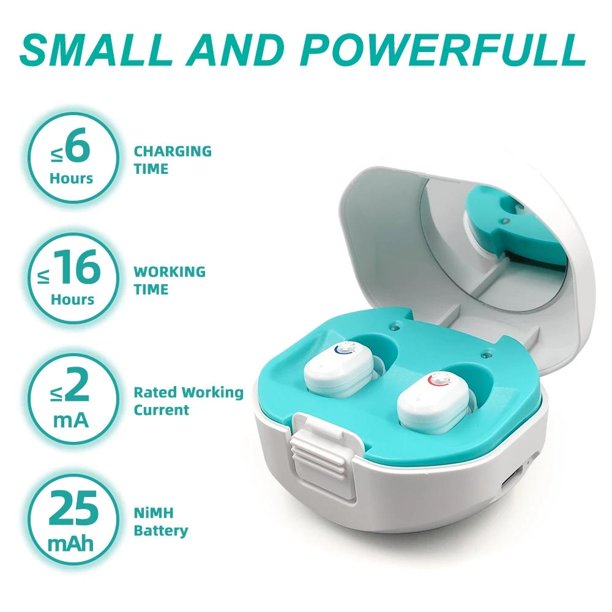 Hearing Aids for Senior with Noise Cancelling,Rechargeable Mini Hearing Amplifier,Portable Hearing Amplifier TV Earbuds With Portable Charging Box，Suitable for Adults, Elderly, Children