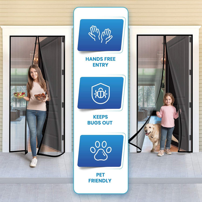 Vinmall 35" x 83" Magnetic Screen Door with Heavy Duty Magnets and Mesh Curtain, Hands Free Close Screen Door with Wide Full Frame Hook Loop, Fits Doors up to 33" x 81"