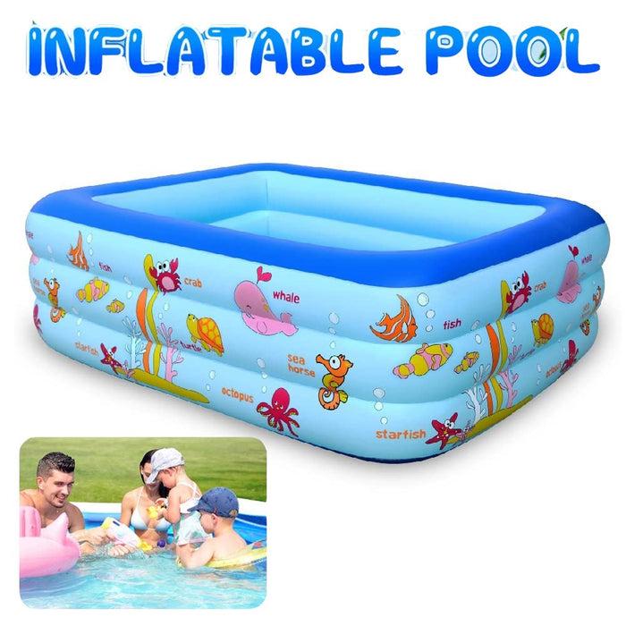 JoRocks Inflatable Swimming Pool, Large 3 Rings Swim Center Family Lounge Inflatable Pool, 83" x 57" x 25", Ages 3+, Home Garden Swim Paddling Pool Bathing Tub for Adults Kids