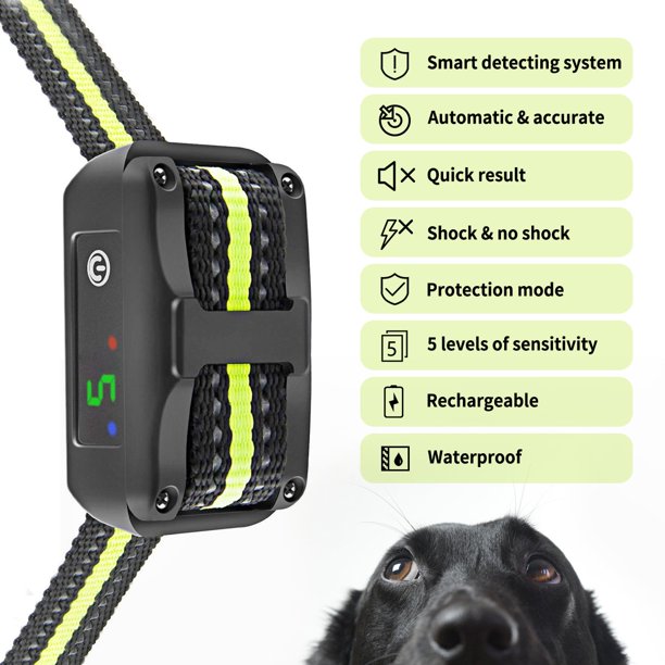 Bark Collar, Dog Bark Collar, Rechargeable Shock Collar with Beep Vibration Dog Shock Collar for Small Medium Large Dogs