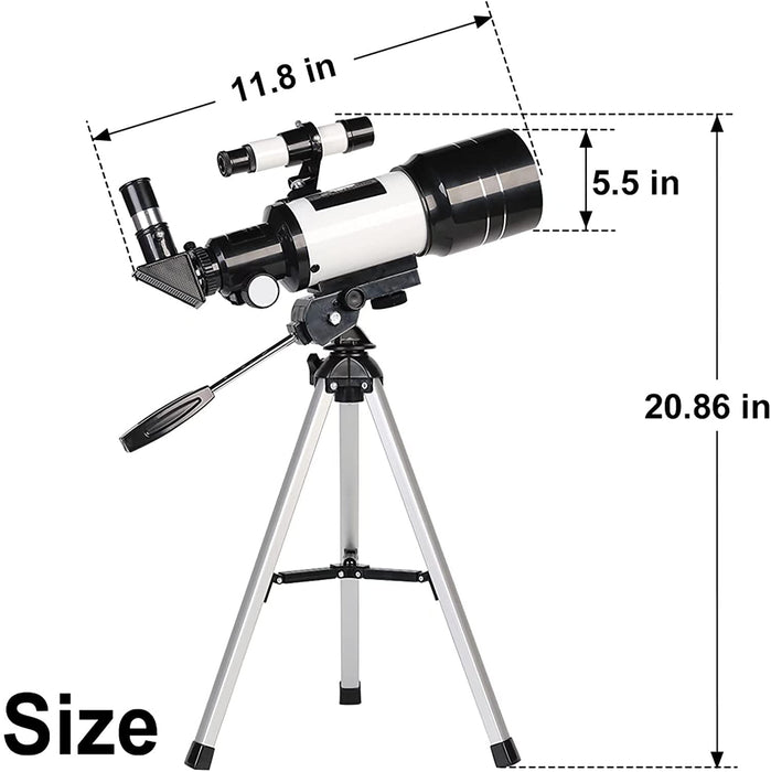 Doosl Telescope for Adults & Kids, 70mm Aperture Refractor Telescopes for Astronomy Beginners, with Height Adjustable Tripod & Phone Adapter & Wireless Remote, Silver