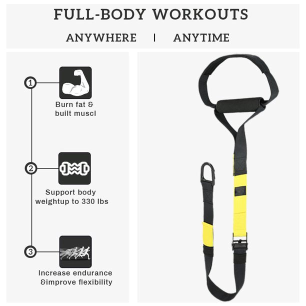 Bodyweight Resistance Straps Trainer Kit, Home Adjustable Suspension Training Straps, Fitness Resistance Trainer, Resistance Band for Full Body Strength, Home Yoga Fitness Equipment for Indoor