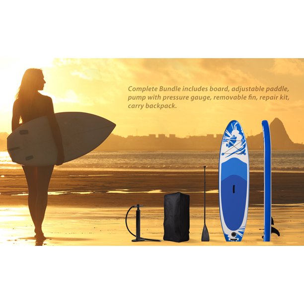 Vinmall Inflatable Stand Up Paddle Board 10¡¯x 30¡± x 6¡± with Hand Pump, All Around SUP Board w/Wide Stance, Anti-Sink Paddle, 20L Dry Bag - 300lbs Capacity for Adult Cruising