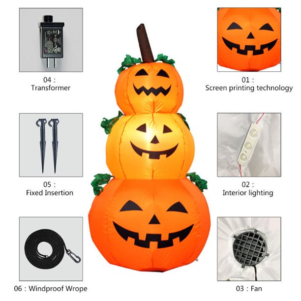 Blow Up Yard Decoration with LED Lights Built-in for Holiday/Party/Yard/Garden Inflatable Halloween Hunting Ghost