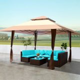 Outdoor 13x13 Ft Canopy, Patio Pop-up Gazebo Canopy Tent With Corner Curtain, Suitable For Backyard, Party, Camping, Coffee