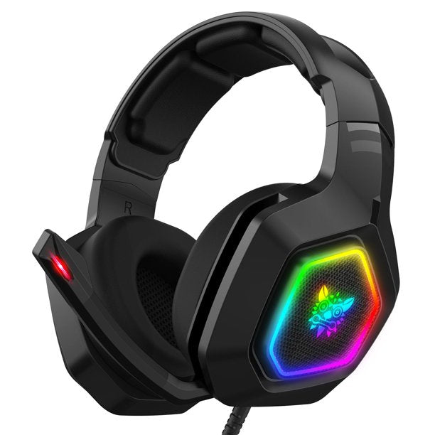 Stereo Gaming Headset, Over Ear Headphones for PS4, Xbox One, Nintendo Switch, PC, Mac & Laptop, with Noise Cancelling Microphone & LED Light, Black