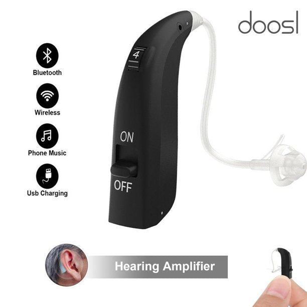 Vinmall Bluetooth Rechargeable Hearing Aids for Ears, Hearing Amplifier for Seniors with Noise Cancelling for Adults Hearing Loss,Volume Control, Black