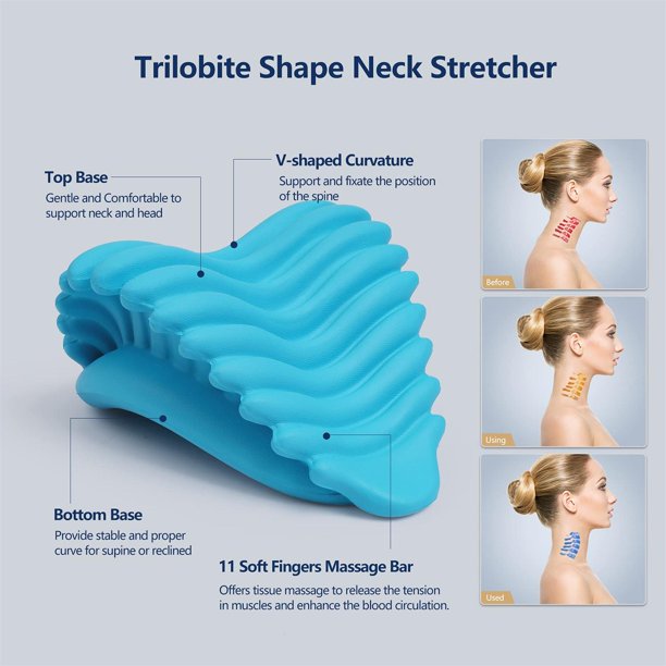 Doosl Neck Cervical Traction Device, Neck Stretcher for TMJ Pain Relief, Neck and Shoulder Relaxer for Cervical Spine Alignment, Chiropractic Pillow for Muscle Relax and Stiffness