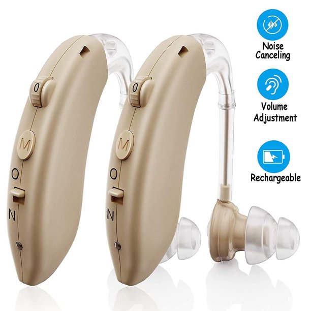 Hearing Aids for Seniors, Hearing Amplifiers for Ears, BTE Ear Assist Devices Seen On TV, Earing Aids with Ears Noise Consuling, Rechargeable for Adults Hearing Loss, 2PCS