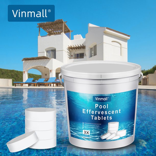 Vinmall 3" Chlorine Tablets for Swimming Pools, , Large Capacity and Long-Lasting, 11lbs