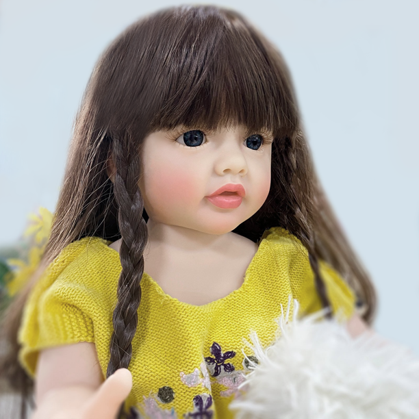 JoRocks Reborn Baby Girl Dolls, 22 inches 55cm Silicone Full Body Waterproof Realistic Toddler Baby Dolls, Lifelike Baby Dolls with Yellow Romper Sweater for Girls Birthday Gifts