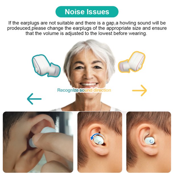 Vinmall Hearing Aids for Seniors with Portable Charging Case, Rechargeable Hearing Amplifiers for Seniors, Noise Cancelling, Volume Adjustable, In-Ear Hearing Devices for Both Ears