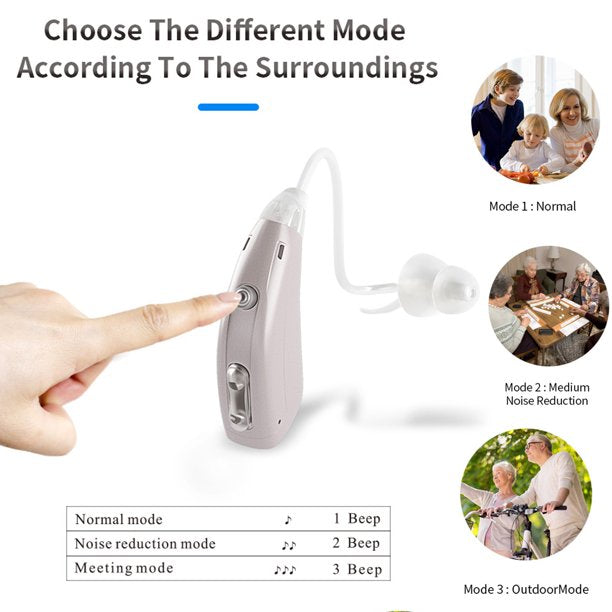 Vinmall Hearing Aids for Ears Rechargeable, Hearing Amplifier to Aid and Assist Hearing of Seniors and Adults, Noise Cancelling