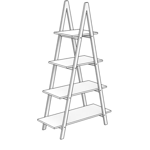 Vinmall 4 Tiers A Frame Ladder Display Bookshelf, Four-layer Solid Bamboo Wood Freestanding Bookcase ,White