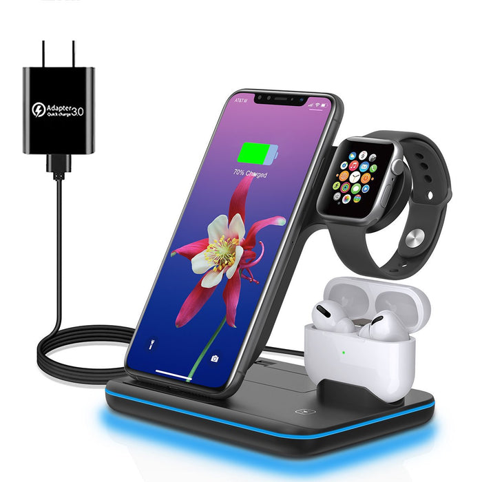 Wireless Charger, 3 in 1 15W Fast Wireless Charging Station Stand, Compatible for iPhone Series13/ 12/11/XS/MAX /XR/XS/X/Apple Watch Charger 6/5/4/3/2, AirPods Pro/Samsung/Android