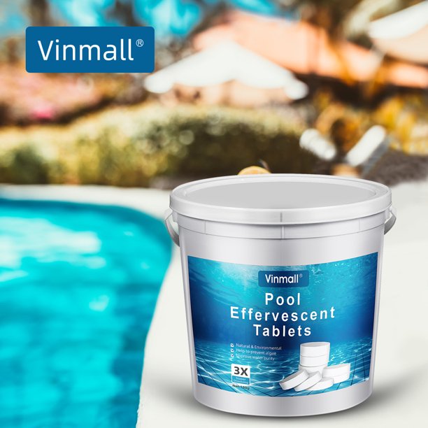 Vinmall 250Pcs Swimming Pool Chlorine Tablets, Chlorine Pool Tablets for Swimming Pools Hot Tubs,11 ibs