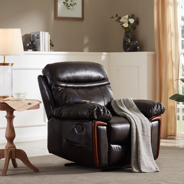 Orisfur Massage Recliner PU Leather Lounge with Heat and Massage Vibrating Sofa Chair (Brown)