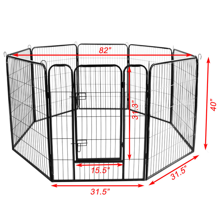 Dog Exercise Pen, Mrdoggy 8-Panel Pet Playpen for Large/Medium/Small Dogs, 31.5"W x 40"H, Black