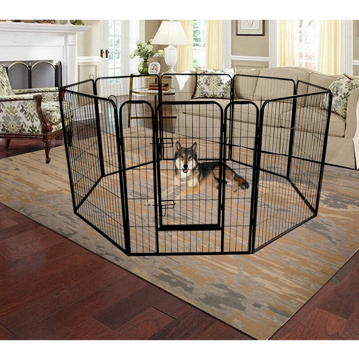 Dog Exercise Pen, Mrdoggy 8-Panel Pet Playpen for Large/Medium/Small Dogs, 31.5"W x 40"H, Black